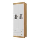 Ver imagem 2 de Guarda-roupa Infantil 62cm 2 Portas com Vidro e 2 Gavetas Teddy Multimóveis Mp4486 Madeirado/branco