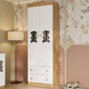 Ver imagem 1 de Guarda-roupa Infantil 62cm 2 Portas com Vidro e 2 Gavetas Teddy Multimóveis Mp4486 Madeirado/branco