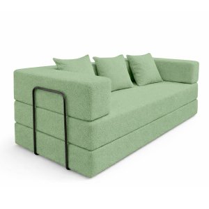 Sofa Cama 2 Lugares Virginia 185cm Boucle Sofa na Caixa Verde Menta