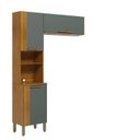 Ver imagem 2 de Cozinha Modulada Compacta 100% MDF 2 Peças 3 Portas Viena Espresso Móveis Cinza/Canela/Platina