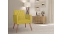 Ver imagem 3 de Poltrona Decorativa Nina Capitonê Couro Amarelo Pés Madeira Ms Decor