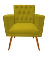 Ver imagem 1 de Poltrona Decorativa Nina Capitonê Couro Amarelo Pés Madeira Ms Decor