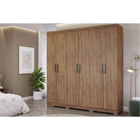 Guarda Roupa 6 Portas e 3 Gavetas C/ Espelho Interno Clara Cinamomo - Panan
