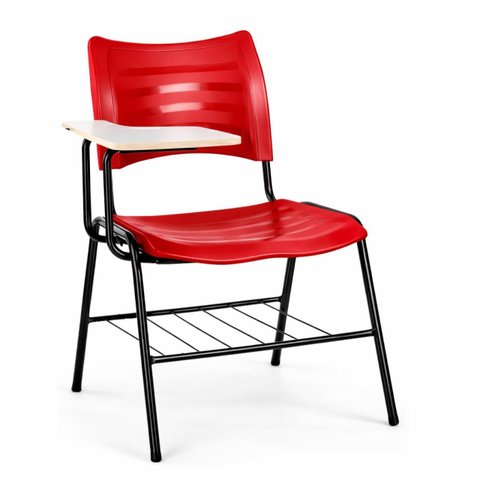 Cadeira Universitária Plástica Prancheta MDF - Cor Vermelho - Mrplast - 34011