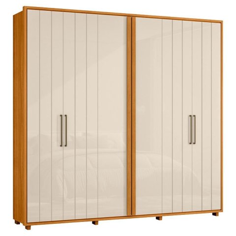 Guarda Roupa Casal Miro 6 Portas 250 Cm Cinamomo Off White Madetec