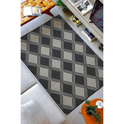Tapete Sisal Sala 2,00 x 2,50 Antiderrapante Preto S-553