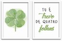 Ver imagem 1 de Conjunto Quadros Decorativos 2 pçs mdf 20x30 Trevo 4 folhas - Moldura Branca