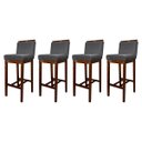 Ver imagem 1 de Kit 4 Banquetas Alta Estofadas para Bancada Líbia Madeira Capuccino Suede Cinza Ccs