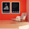 Conjunto Quadros Decorativos 2 peças 40x60 Buda - Moldura Branca Fundo Preto - 2