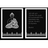 Conjunto Quadros Decorativos 2 peças 40x60 Buda - Moldura Branca Fundo Preto - 1