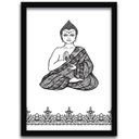 Ver imagem 3 de Conjunto Quadros Decorativos 2 peças 40x60 Buda - Moldura Preta Fundo Branco