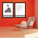 Ver imagem 2 de Conjunto Quadros Decorativos 2 peças 40x60 Buda - Moldura Preta Fundo Branco