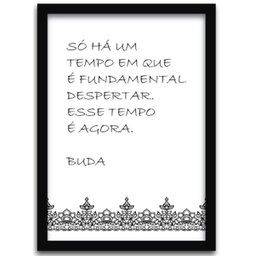 Conjunto Quadros Decorativos 2 peças 40x60 Buda - Moldura Preta Fundo Branco - 4