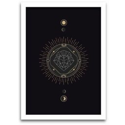 Conjunto Quadros Decorativos 3 peças MDF 30x40 Astrologia - Moldura Branca - 3