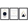 Conjunto Quadros Decorativos 3 peças MDF 30x40 Formas 2 - Moldura Preta - 1