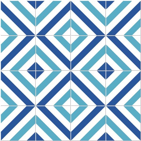 Adesivo de Azulejo Geométrico Azul e Verde 60X120cm - 2