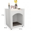 Ver imagem 2 de Mesa Cabeceira Branca Casinha Cachorro Confortavel com Prateleira Caminhaa Pet Moderna Quarto Cama
