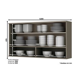 Armário Aéreo 1 Porta Basculante de Vidro 120cm Connect  - 3