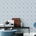 Ver imagem 1 de Papel de Parede Geométrico Azul e Branco 1 59x300cm