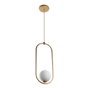 Luminária Pendente Oval Bola de Vidro Dourado Fosco Spotline