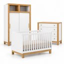 Ver mais imagens de Quarto de Bebê Flora Guarda Roupa 2 Portas de Correr Cômoda Berço Colchão 130x70 D18 Qmovi