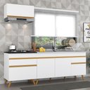 Ver imagem 3 de Armário de Cozinha Compacta 220cm Veneza Multimóveis V2074 Branco/Dourado