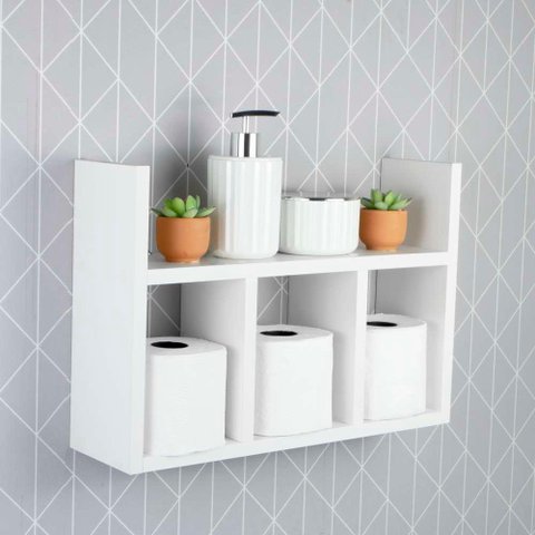 Prateleira Decorativa Porta Papel para Banheiro 40cm Djon