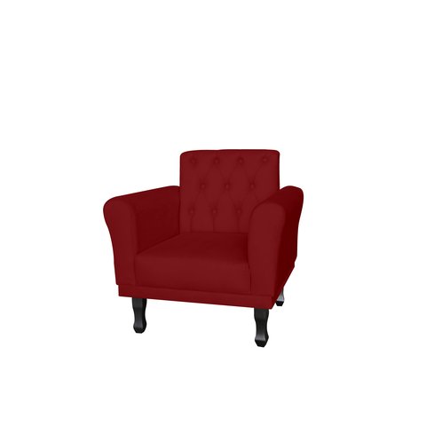 Poltrona Decorativa Classic Suede Marsala Pés Madeira Mz Decor