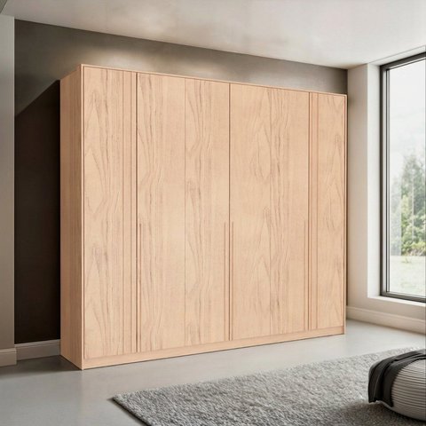 Guarda-Roupa Casal 6 Portas Marseille Bege/Carvalho Nature