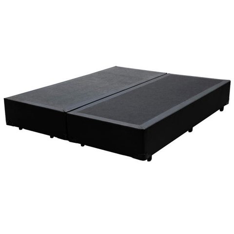 Base Box Casal Bipartido Sintético Preta - 42x138x188