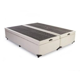 Base Box Baú King Bipartido Sintético Bege - 1