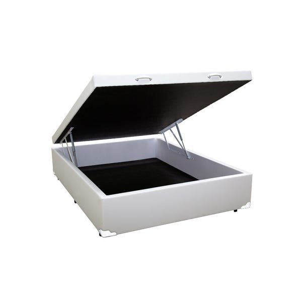 Base Box Baú Casal Sintético Branco - 45x138x188 - 2