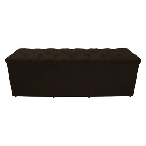 Calçadeira Baú Paris Queen 160 Cm Botão Strass Suede Marrom Eli Móveis