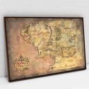 Ver imagem 1 de Quadro Decorativo Mapa Senhor Dos Anéis em Tela Canvas Tacolado Moldura Flutuante 4,5cm Madeira 60 X