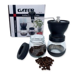 Moedor de Café Manual Vidro Plastico Inox Ceramica - Preto - 1