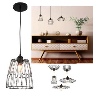 Pendente Lustre Luminaria Moderna Ajustavel Rustica Aramada Decoraçao Quarto Sala Mezanino Casa Ilum
