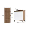 Ver imagem 3 de Gabinete Balcão Armário Banheiro Yara 80cm e Painel c/ Prateleiras - Luciane M01:Branco Lacca e Nogu