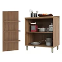 Ver imagem 2 de Gabinete Balcão Armário Banheiro Yara 80cm e Painel c/ Prateleiras - Luciane M01:Branco Lacca e Nogu