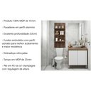 Ver imagem 4 de Gabinete Balcão Armário Banheiro Yara 80cm e Painel c/ Prateleiras - Luciane M01:Branco Lacca e Nogu