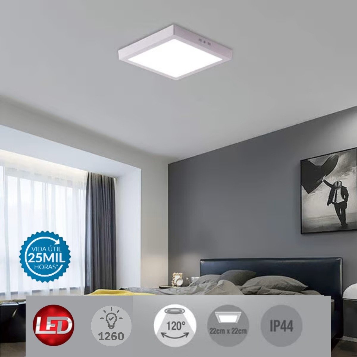 Luminária Plafon Led de Teto Avant Painel Quadrado Sobrepor 18w 110v/220v - 5