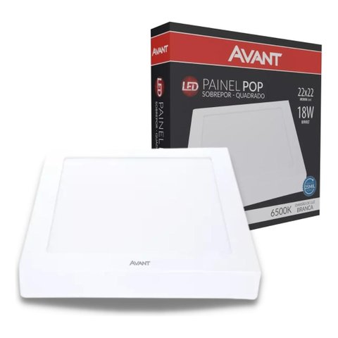 Luminária Plafon Led de Teto Avant Painel Quadrado Sobrepor 18w 110v/220v