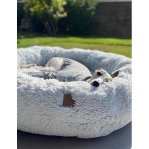 Cama Nuvem Cachorros e Gatos Pelúcia Luxo M 60x60:Branco com Azul