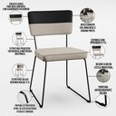 Ver imagem 4 de Kit 02 Cadeiras Decorativas Estofada Allana L02 Faixa Corano Preto Linho Bege - Lyam Decor