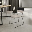 Ver imagem 2 de Kit 02 Cadeiras Decorativas Estofada Allana L02 Faixa Corano Preto Linho Bege - Lyam Decor