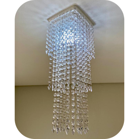 Lustre Pendente Luminária Cristal Acrílico de Alto Brilho, 17x48. Reflezzo Lustres e Decoração.