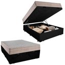 Ver imagem 1 de Cama Box Baú Casal Suede + Colchão Sereneprime Molas Ensacadas 138x188x69 Preto
