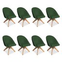 Ver imagem 1 de Kit 08 Poltronas Cadeira Giratória Bela Suede Verde Base de Madeira - Pallazio
