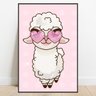 Quadro com moldura cute fofo baby lhama bebe infantil 40x60 - 1