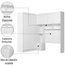 Ver imagem 5 de Guarda Roupas Modulado com Cabeceira de Casal Florença 6 Portas 5 Gavetas Branco Moval