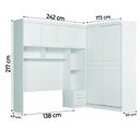 Ver imagem 4 de Guarda Roupas Modulado com Cabeceira de Casal Florença 6 Portas 5 Gavetas Branco Moval